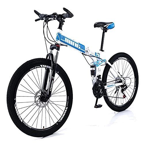 Vélos pliant : Hyococ Vélo De Montagne Haute-Carbon Cadre Bleu Vélos, pour Hommes Ou Femmes Sport Léger Ergonomique, avec Une Roue Double Antidérapante Résistante à l'usure(Size:30 Speed)