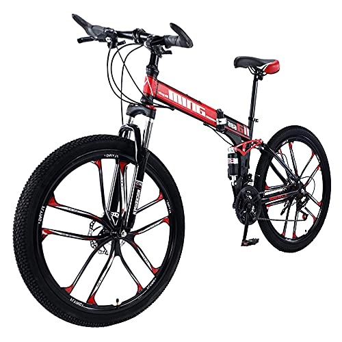 Vélos pliant : Hyococ Vélo De Montagne à Vélos Rouges avec Une Roue Antidérapante Résistante à l'usure, pour Hommes Ou Femmes Dual, Sport Léger Ergonomique(Size:21 Speed)