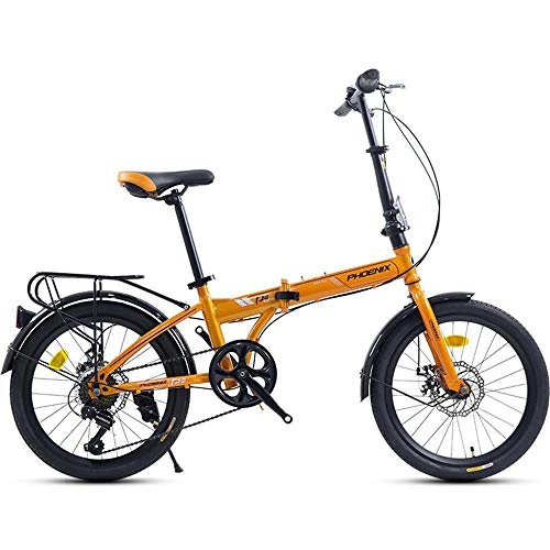 Vélos pliant : Implicitw Vélo Pliant Ultra léger Portable 7 Vitesses Petite Roue Type Tout-Terrain 20 Pouces Adulte-Orange