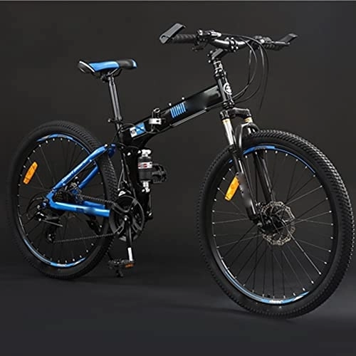 Vélos pliant : JANXLE Vélo 24 / 26 Pouces Adulte Pliant Tout-Terrain VTT 24 / 27 Vitesse Variable mâle et Femelle étudiant vélo (Blue 27)