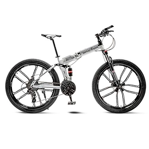 Vélos pliant : Jbshop Vélos pliants White Mountain Bike Vélo 10 Roues Spoke Pliant 24 / 26 Pouces Double Freins à Disque (21 / 24 / 27 / 30 Vitesse) Vélo Pliant Unisexe (Color : 21 Speed, Taille : 26inch)