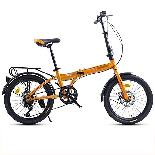 Vélos pliant : JHNEA 20 Pouces Vélo Pliant, 7 Vitesses Cadre en Acier au Carbone Pliable vélos par Siège Réglables et Porte Bagages Adulte Unisexe, Orange