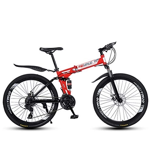 Vélos pliant : JIAODIE Vélo de montagne pliable de 66 cm, VTT avec roue de coupe de 40, frein à disque, compatible avec la plupart des adultes, adolescents etc. Rouge
