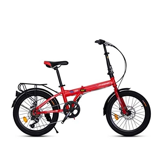 Vélos pliant : Jixi Vélo Pliant 20 Pouces Adulte vélo Ultra-léger Portable 7 Vitesses Avant et arrière vélo Freins à Disque mécanique vélo (Color : Red, Taille : 20in)