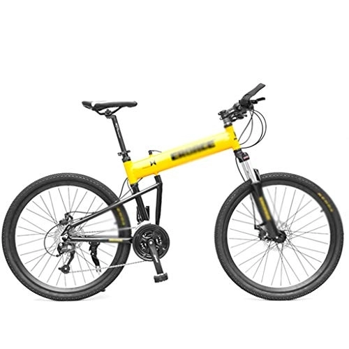 Vélos pliant : Jixi Vélo Pliant VTT Hors Route vélo 24 Pouces en Alliage d'aluminium vélo 27 Vitesse Variable vélo Double Frein à Disque vélo Pliant (Color : Yellow, Taille : 24in-27 Speed)