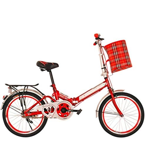 Vélos pliant : JTDSQDC Vélo Adulte 20 Pouces Puissance étudiant vélo Pliant Portable Mini Absorption de Chocs vélo Convient for Voyage Scolaire au Lieu de l'installation (Color : Red)