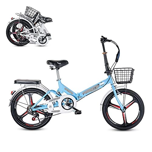 Vélos pliant : JYTFZD WENHAO Vélo for Adultes Pliant, Roue intégrée Variable de 20 Pouces à 6 Vitesses, Installation d'installation Gratuite vélo, Coussin de siège réglable et Confortable (Color : Blue)