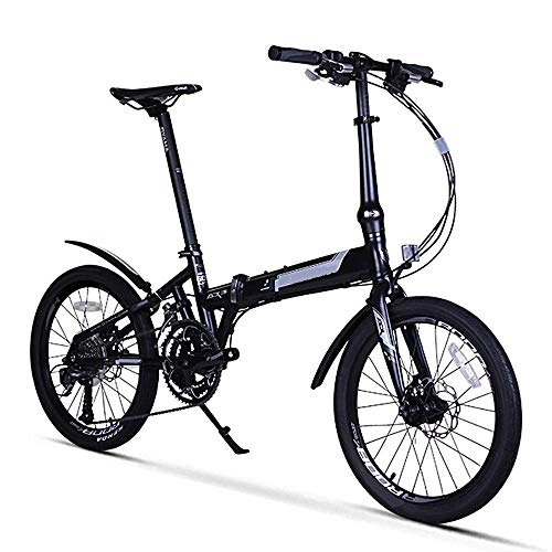 Vélos pliant : KKKLLL Folding Mountain Bike Alliage d'aluminium Shifting Faltrad Adultes Hommes et Femmes Noir 20" 27 Vitesse Noir