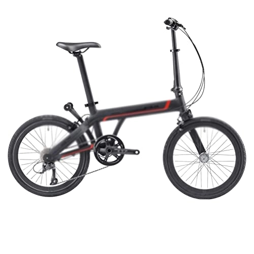 Vélos pliant : KOOKYY Vélo à bras unique en fibre de carbone pliable 20 pouces 9 vitesses avec vélo avec rouleaux à glisser