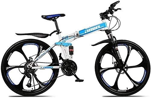 Vélos pliant : KRXLL Vélos pliants de vélo de Montagne 26 Pouces 24 Vitesses Double Frein à Disque Suspension intégrale Antidérapant Fourche de Suspension à Cadre en Aluminium léger