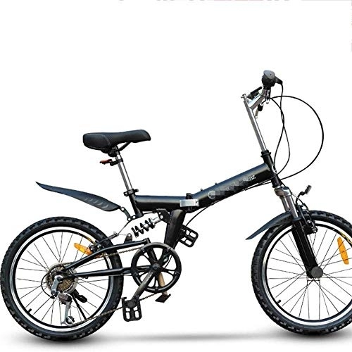 Vélos pliant : L.HPT 20 Pouces vélo Pliant de Vitesse - Enfants Adultes 6 Vitesses vélo Pliant - vélo de Route pour Hommes - lumière Portable pour Travailler à l'école, Noir (Couleur: Noir)