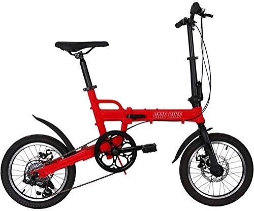 Vélos pliant : L.HPT Vélo Pliant de 16 Pouces - Vélo Pliant Ultra léger en Alliage d'aluminium - Vélo Pliant à Vitesse Variable Vélo de Voyage étudiant Adulte, Rouge (Couleur: Rouge)