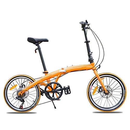 Vélos pliant : L-SLWI Vélo Pliant 20 Pouces en Alliage D'aluminium Ultra Léger Vélo Petits Vélos Portables À Vitesse Variable Vélo 7 Vitesse, Orange