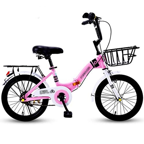 Vélos pliant : Les vélos d'enfants, 16 Pouces primaires et vélos des élèves école secondaire, garçons Filles vélo Pliant, Lumière Portable Petit VTT (Color : Pink, Size : 16Inch)