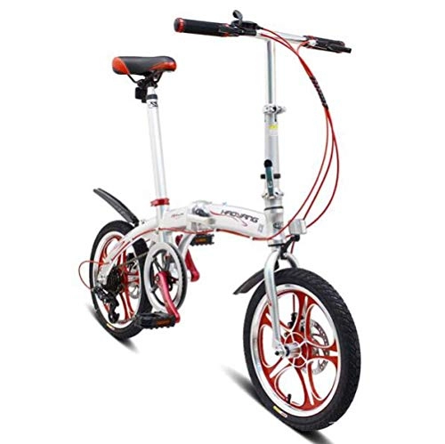 Vélos pliant : LFEWOZ 6 Speed ​​Road Ville vélo légère et Robuste à vélo Vélo, Mini Pliant BMX Vélos pour Adultes Adolescents étudiant Shopper 16 Pouces Roues Vélos Cruiser