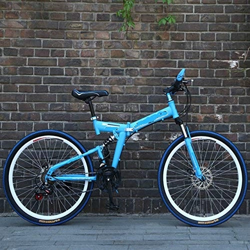 Vélos pliant : Liutao Vélo de montagne pliable 26 pouces 21 vitesses Double frein à disque Vélo de montagne pliable Convient aux adultes 26" F Bleu ciel