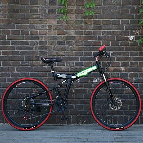 Vélos pliant : Liutao Vélo de montagne pliable 26 pouces 21 vitesses Double frein à disque Vélo de montagne pliable Convient aux adultes 26" F Noir et rouge