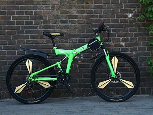 Vélos pliant : Liutao Vélo de montagne pliable 26 pouces 21 vitesses Double frein à disque Vélo de montagne pliable Convient aux adultes 26" S Vert