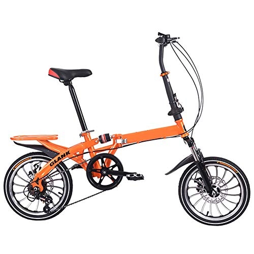 Vélos pliant : LQLD Vélos Pliants, Suspension VTT Adulte 16 Pouces Acier Carbone Vélo De Montagne Pliez À Tout Moment Offrant Plus De Confort pour La Vie, Orange