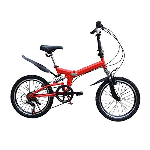 Vélos pliant : LSAMX Vélos pliants Doubles 20", MTB, Cool Bike for Young Dudes, Poignée rotative à 6 Vitesses, Suspension de Fourche, Convient pour 135-185cm / 4.5-6ft, Noir