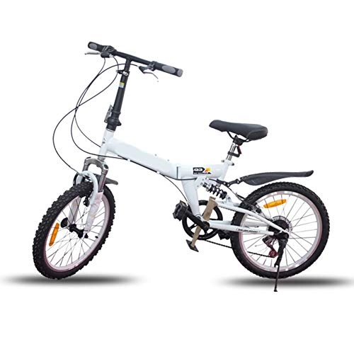 Vélos pliant : LUKUCEA 20" Pliable à 6 Vitesses Avant et après Amortisseur Pliable vélo Bicyclette Pliable de Mini Ville de vélo de Piste, Blanc