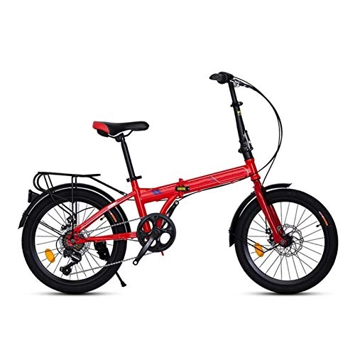 Vélos pliant : LXJ Vélo de Route vélo pour Adultes vélo Pliant vélo de 20 Pouces Roues à 7 Vitesses Ultra-Light Portable et Facile à Stocker Unisexe pour Une Hauteur de siège réglable (Rouge)