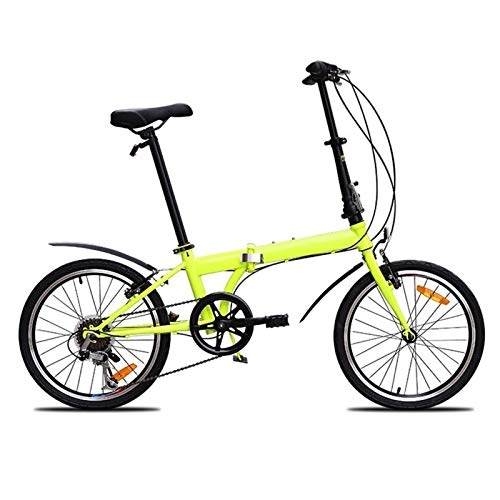Vélos pliant : LXJ Vélo Pliant, Pneus De 20 Pouces, Vélo Pliant Unisexe Étudiant Adulte Portable Ultra-léger, Siège De Guidon De Vélo À Vitesse Variable Réglable (Jaune Fluorescent)