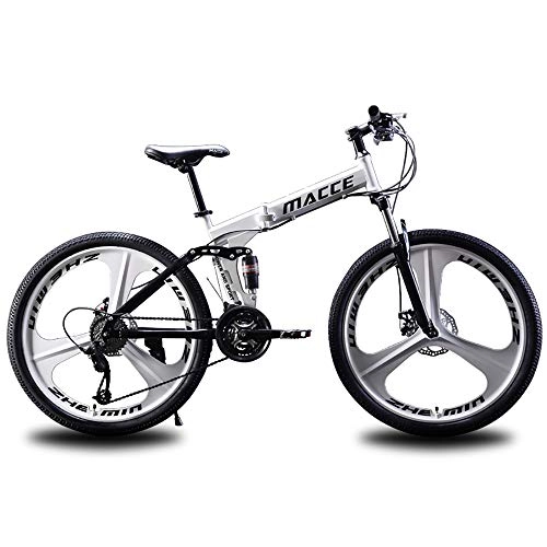 Vélos pliant : LXZH Montagne Hommes vélo Pliant vélo, vélo 26 Pouces 27 Vitesses Shimano, Cadre en Acier au Carbone Absorbant Double Choc, résistant à l'usure antidérapante, Blanc