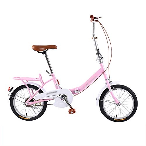 Vélos pliant : LYRONG 20 Pouces Vélo Pliant, Cadre en Acier au Carbone Pliable vélos à Porte Bagages Siège Réglables Vélo de Ville Pliant, Pink