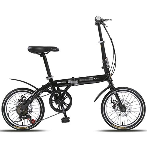 Vélos pliant : LYRONG Vélo Pliant, Cadre en Acier au Carbone Pliable vélos à Garde Boue et Siège Réglables Vélo de Ville Pliant, 14 inch-Black