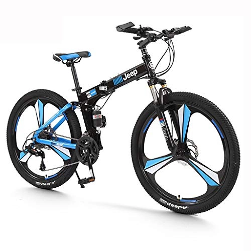 Vélos pliant : LYRWISHPB Mountain Trail Bike Pro Vélo Système Pliant Folding Mountain Bike City Bike Mountain Bike 24 Mens Bike 26 Pouces vélo délais Neige vélo Pédales (Color : Blue)