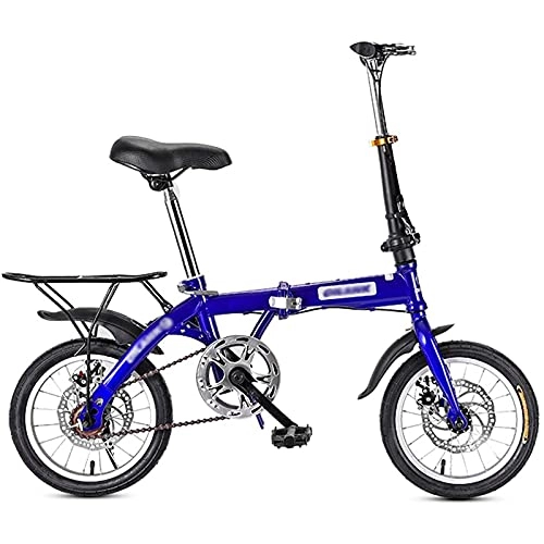 Vélos pliant : Mini Vélo Pliant Vélo de Route Adulte Homme Femme Étudiant Vélo Vélo de Ville Vélo Léger (Taille: 14 Pouces / 16 Pouces / 20 Pouces) Blue, 14 inches