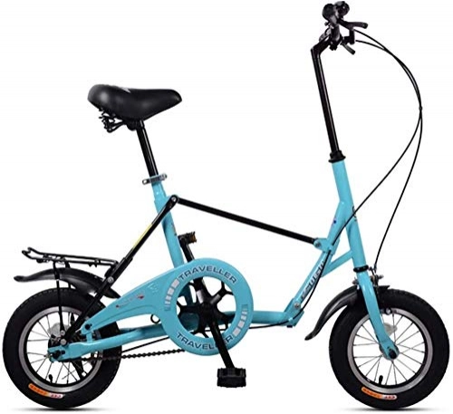 Vélos pliant : Mini Vélos pliants, 12 pouces monovitesse Super Compact Pliable de vélos, haute teneur en carbone en acier Poids léger vélo pliant avec porte Carry arrière, (Color : Blue)