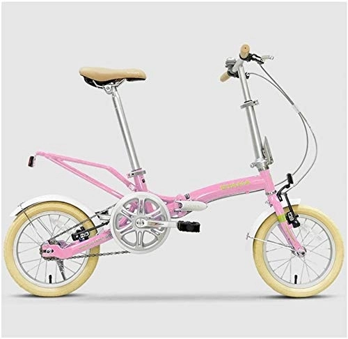 Vélos pliant : Mini vélos pliants, 14 adultes pouces femmes monovitesse Pliable de vélos, portable léger super compact urbain de banlieue de vélos, (Color : Pink)