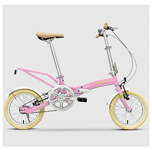 Vélos pliant : MJY Mini vélos pliants, vélo pliable à vitesse unique pour femmes adultes de 14 pouces, vélo de banlieue urbain super compact portable léger, Rose