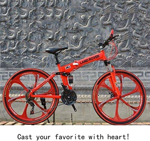 Vélos pliant : MJY Vélo 26 pouces VTT, vélo pliant à queue souple en acier à haute teneur en carbone, siège réglable pour vélo de montagne tout-terrain, double absorption des chocs 6-24, ré