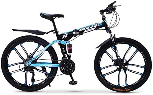 Vélos pliant : MJY Vélo de montagne, vélos pliants en acier au carbone de 26 pouces, vélo adulte à vitesse variable à double choc, roue intégrée à 10 couteaux 6-11), 26 pouces (24 vitesses)