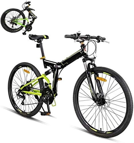 Vélos pliant : MJY Vélo pliable 26 pouces, VTT pliant 24 vitesses, vélo de banlieue léger unisexe, frein à double disque, vélo à suspension complète 7-2, vert