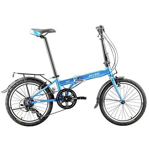 Vélos pliant : MJY Vélo pliant, vélo pliable pour adultes, vélo de banlieue urbain en alliage d'aluminium à 6 vitesses de 20 pouces, portable léger, vélos avec ailes avant et arrière, Bleu clair