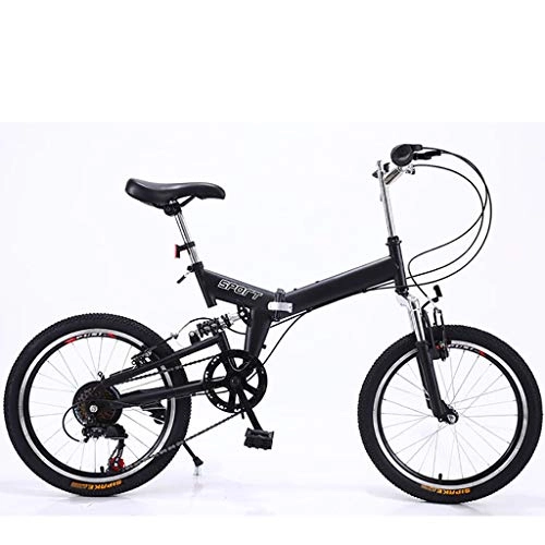Vélos pliant : Mltdh 20-inch Folding Road Bike Vélo à vitesse variable, siège réglable, antichoc, design étudiant, vélo, noir