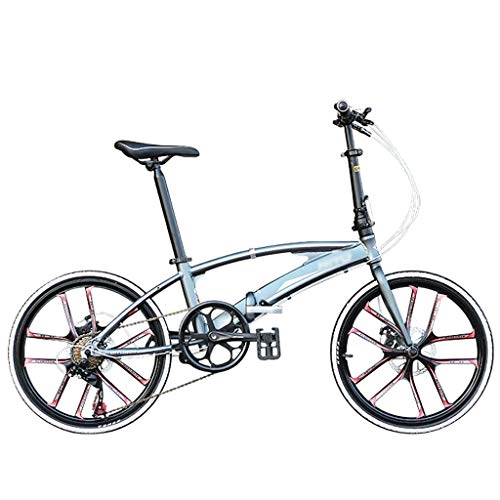 Vélos pliant : Mltdh 22-inch Double tube de vélo pliable, portable, freins à disque, léger, vélo de route pour homme et femme, adulte, argenté