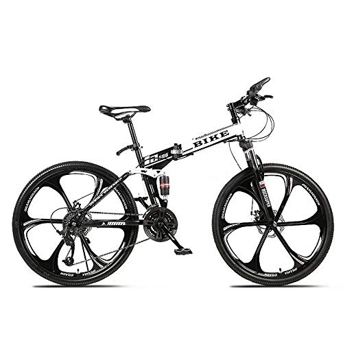 Vélos pliant : Mountain Bike, Mountainbike Pliable 24 / 26 Pouces, vélo VTT avec 6 molettes, Blanc