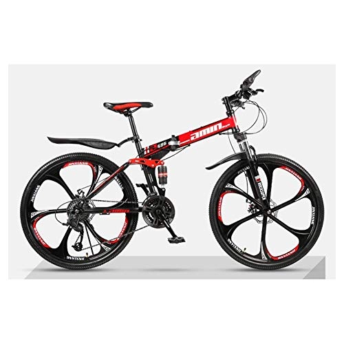 Vélos pliant : MOZUSA Sports de Plein air Montagne Vélo Pliant, 26 Pouces, VTT, 24 Vitesses, Double Suspension, vélos for Enfants, garçons et Filles de vélos (Color : Black)
