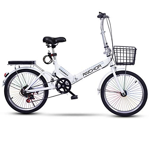 Vélos pliant : MU Vélo Pliant À Vitesse Variable Ultra-Léger Adulte Femmes Montagne Lumière Portable Vélo Mâle Adulte 20 Pouces Petit Vélo, blanc, 20 pouces