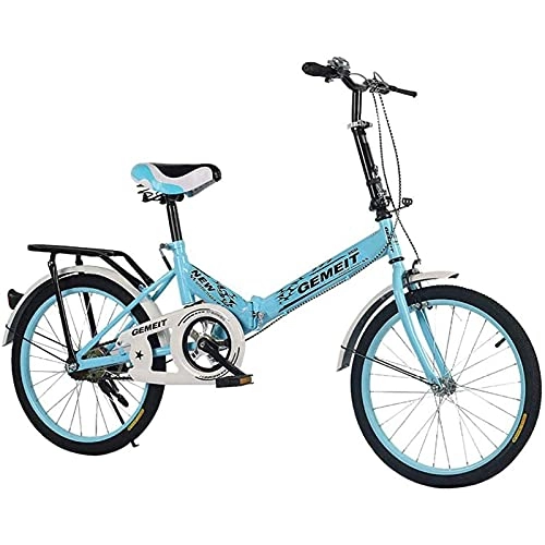 Vélos pliant : MXCYSJX 20 Pouces Vélo Pliable Vélo Adulte Dames Vélo Cadre en Acier À Haute Teneur en Carbone Étudiant Vélo, Bleu