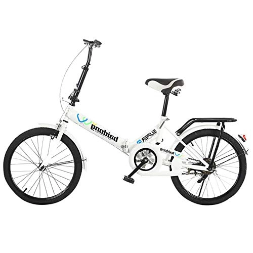 Vélos pliant : MYANG 20 Pouces vlos, vlos rglable avec Panier, Formation Roue de scurit stabilisateur, vlo Pliant Blanc