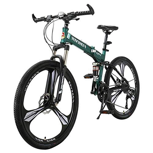 Vélos pliant : MYANG VTT Vlo 24inch Double Frein Disque Vlo Pliant, Vlos avance Sport Deformation (Army Green), Vert, 24 Speed