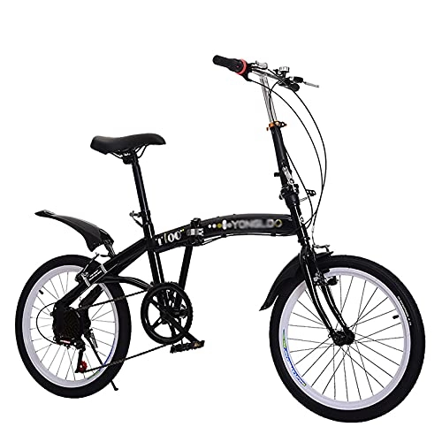 Vélos pliant : NoMI Pliants Vélos Vélo 20 Pouces 6-Speed Urban Pliable Bike Bicyclette pour Réglables Cadre en Acier Guidon Et Selle Comfort léger Variable -Vitesse Black
