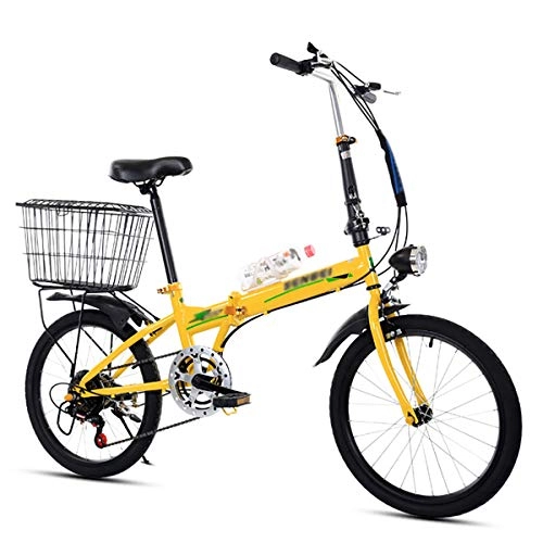 Vélos pliant : NQCT Vélo Pliant 20 Pouces vélos pliants Adultes Ultra léger Vitesse vélo Portable pour Travailler l'école Commute vélos pliants Rapides, Jaune