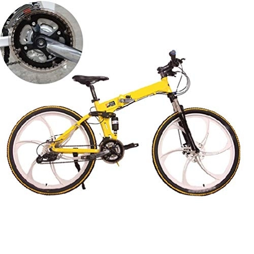 Vélos pliant : NXX 20 Pouces Repliable Vélo de Montagne Frein à Double Disque Vélo, Cadre en Acier À Haute Teneur en Carbone, 7 Speed, Homme Femme But Général, Jaune